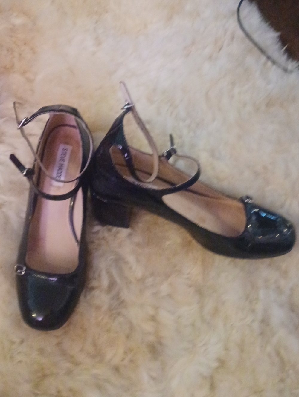 Steve Madden Black Patent Leather Maryjane Block Heels 9.5